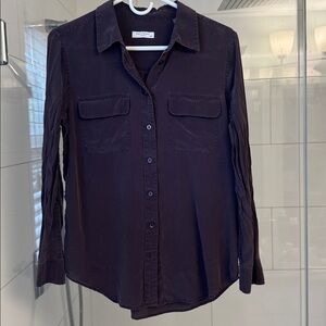Equipment Femme Slim Signature Dress Shirt Purple Plum Medium 100% Silk